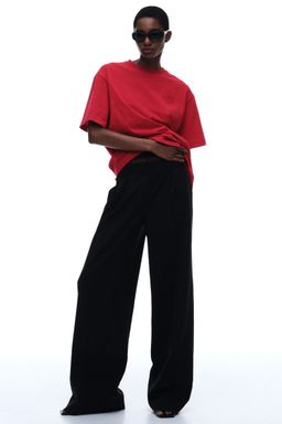H&M - Women Red Oversized Motif-Detail T-Shirt