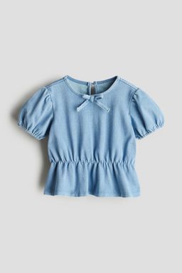 H&M - Girls Blue Denim-Look Peplum Top
