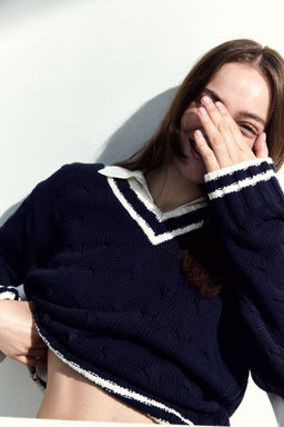 H&M - Women Blue Cable-Knit Jumper