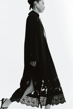 H&M - Women Black Broderie Anglaise Shirt Dress