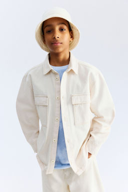 H&M - Boys White Loose-Fit Twill Overshirt