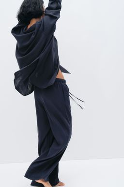 H&M - Women Black Linen-Blend Shirt