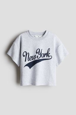 H&M - Girls Grey Print-Motif Short Top