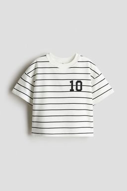 H&M - Girls White Print-Motif Short Top