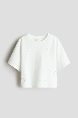 H&M - Girls White Print-Motif Short Top