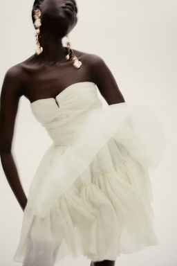 H&M - Women White Flared-Skirt Bandeau Dress