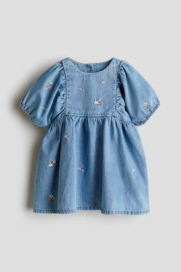 H&M - Girls Blue Embroidery-Detail Denim Dress
