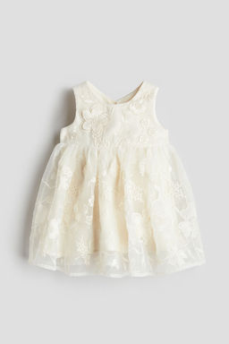 H&M - Girls White Embroidered Organza Dress