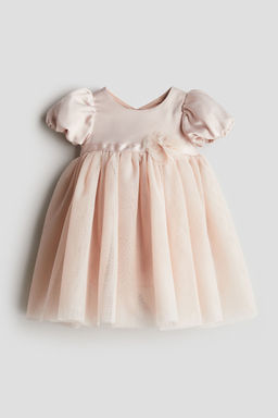 H&M - Girls Pink Tulle-Skirt Satin Dress