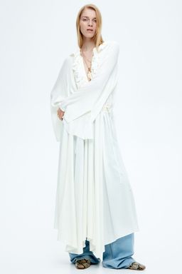 H&M - Women White Ruffled Maxi Dress