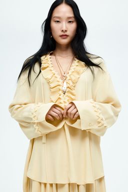 H&M - Women Yellow Ruffled Tunic