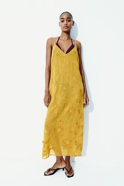H&M - Women Yellow Embellished Strappy Dress