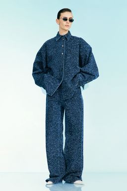 H&M - Women Grey Oversized Boucle Denim Jacket