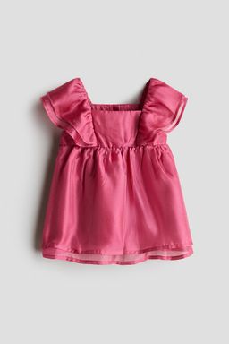 H&M - Girls Pink Flounced Satin Dress