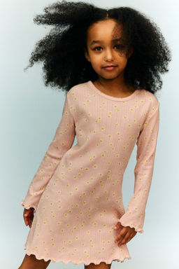 H&M - Girls Pink Long-Sleeved Jersey Dress