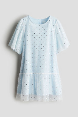 H&M - Girls Blue Foil-Print Tulle Dress