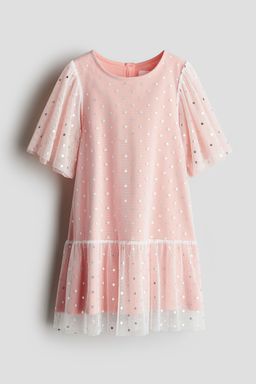 H&M - Girls Pink Foil-Print Tulle Dress