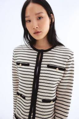 H&M - Women White Textured-Knit Cardigan