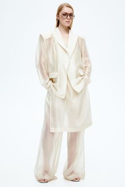H&M - Women White Oversized Sheer Blazer