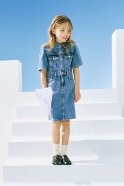 H&M - Girls Blue Cotton Denim Dress