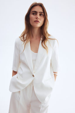 H&M - Women White Short-Sleeved Blazer