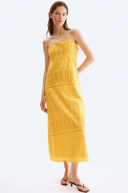 H&M - Women Yellow Broderie Anglaise Strappy Dress