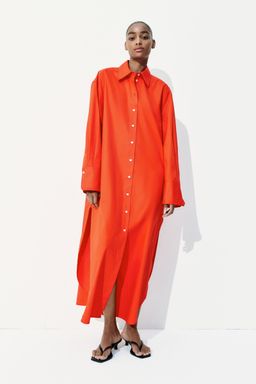 H&M - Women Red Oversized Cotton Shirt Dress