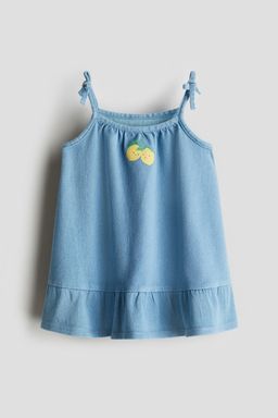 H&M - Girls Blue Print-Detail Denim Dress