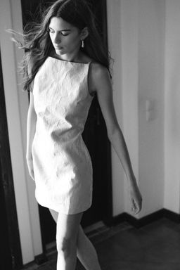 H&M - Women Beige Brocade Mini Dress