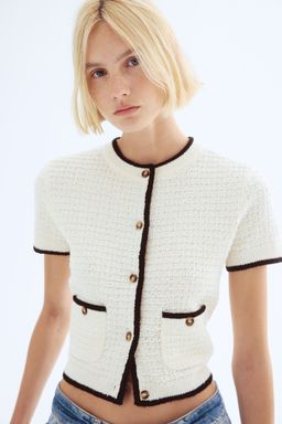 H&M - Women White Textured-Knit Cardigan