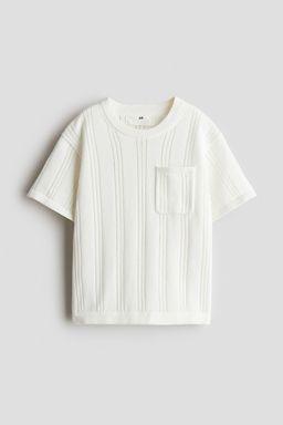 H&M - Boys White Textured-Knit Cotton T-Shirt