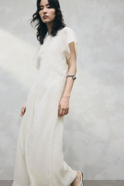 H&M - Women White Linen-Blend Dress