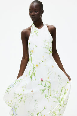 H&M - Women White Flared Halterneck Dress