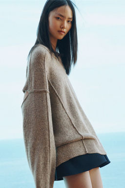 H&M - Women Beige Wool-Blend Jumper