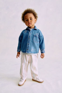 H&M - Boys Blue Embroidery-Detail Denim Overshirt