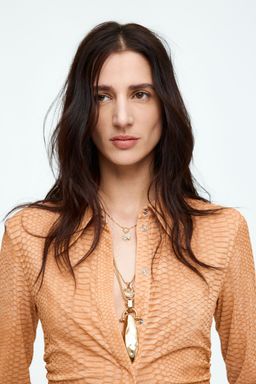 H&M - Women Beige Ruched Mesh Shirt