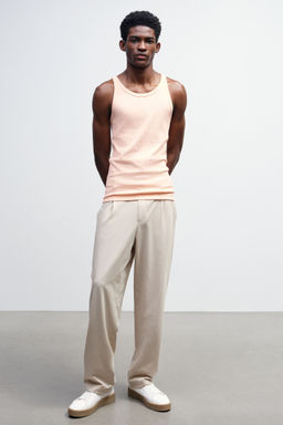 H&M - Men Orange Slim Fit Ribbed Vest Top