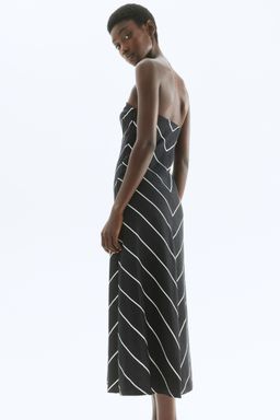H&M - Women Black Linen-Blend Bandeau Dress