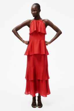 H&M - Women Red Long Flounced Dress