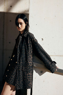 H&M - Women Brown Tie-Belt Denim Jacket