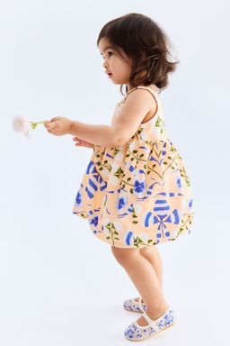 H&M - Girls Orange Floral-Print Seersucker Dress