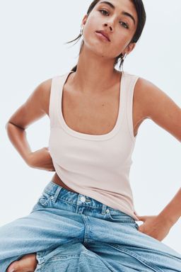 H&M - Women Pink Ribbed Vest Top