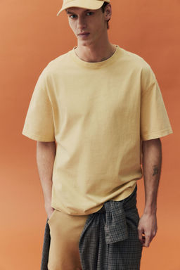 H&M - Men Yellow Loose Fit Washed T-Shirt