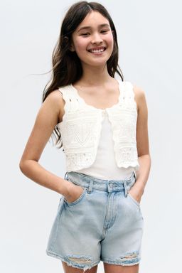 H&M - Girls White Pattern-Knit Waistcoat