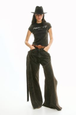 H&M - Women Brown Fitted Motif-Detail T-Shirt