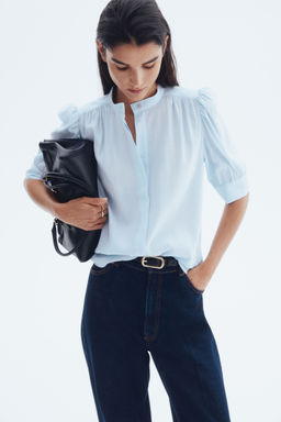 H&M - Women Blue Puff-Sleeved Blouse