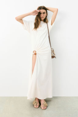H&M - Women White Draped Slit-Front Dress