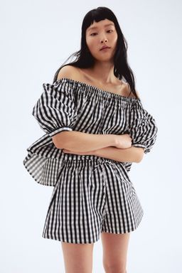 H&M - Women Black Smocked Off-The-Shoulder Blouse