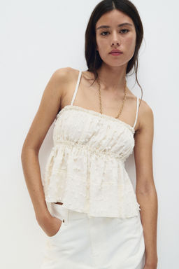 H&M - Women White Textured Jersey Top
