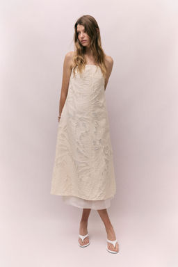 H&M - Women Orange Jacquard-Weave Bandeau Dress